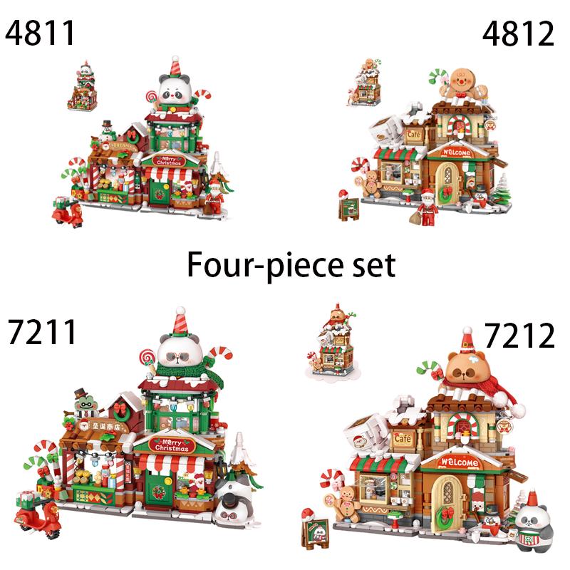 LOZ Christmas gift, folding street gingerbread house DIY building model assembly, building blocks toys, children's holiday gift