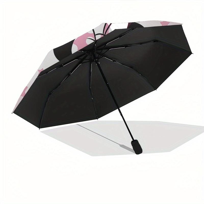 Disney Minnie Mouse,Pink Background,Stars Manual Opening and Closing Umbrella, 8-Rib Reinforced Folding Design, Lightweight