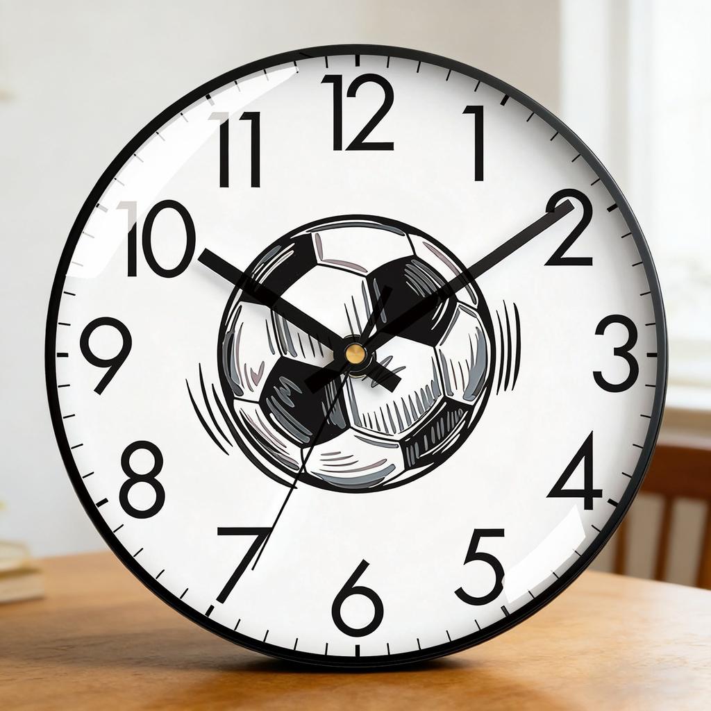 Easy Read Soccer Clock, Silent Non-Ticking, Sports Ball Design, Battery Operated for Boys Room & Man Cave