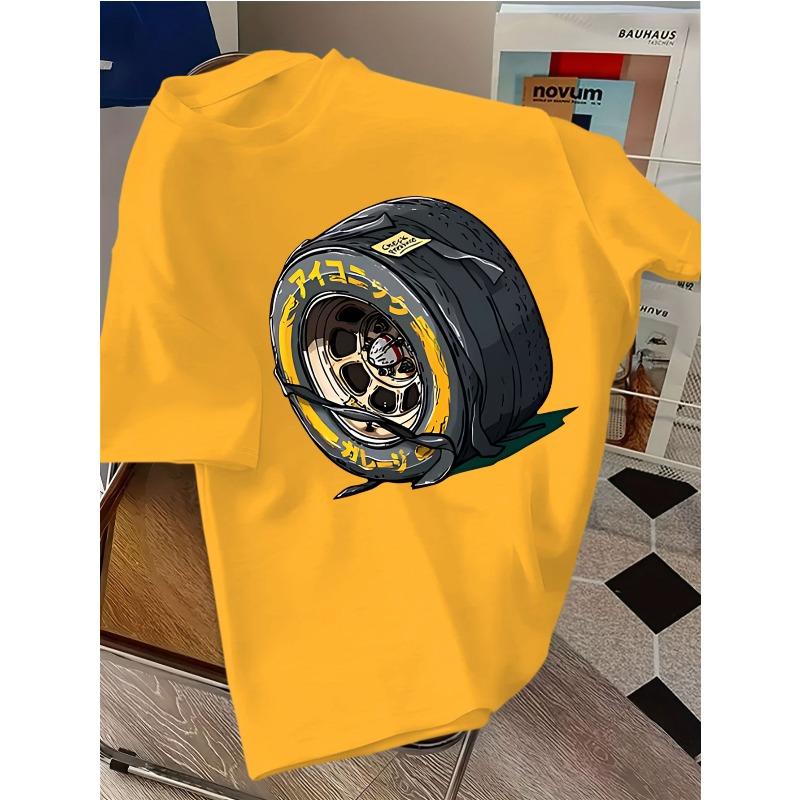 Kids Crewneck Short Sleeve T-Shirt, Car Tire Print