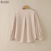 ZANZEA Women Casual Round Neck Solid Color Loose Long Sleeve Blouse