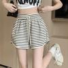Korean Style High-Waist Striped Summer Shorts - Slimming, Casual, Elastic, Loose Fit