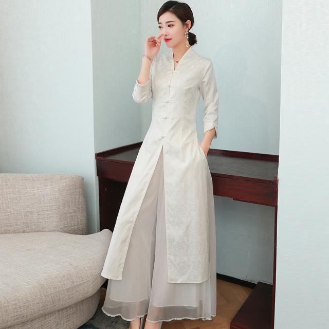 Spring/Summer 2023 Cotton Linen Zen Cheongsam Dress with Frog Buttons - Artistic Retro Chinese Style