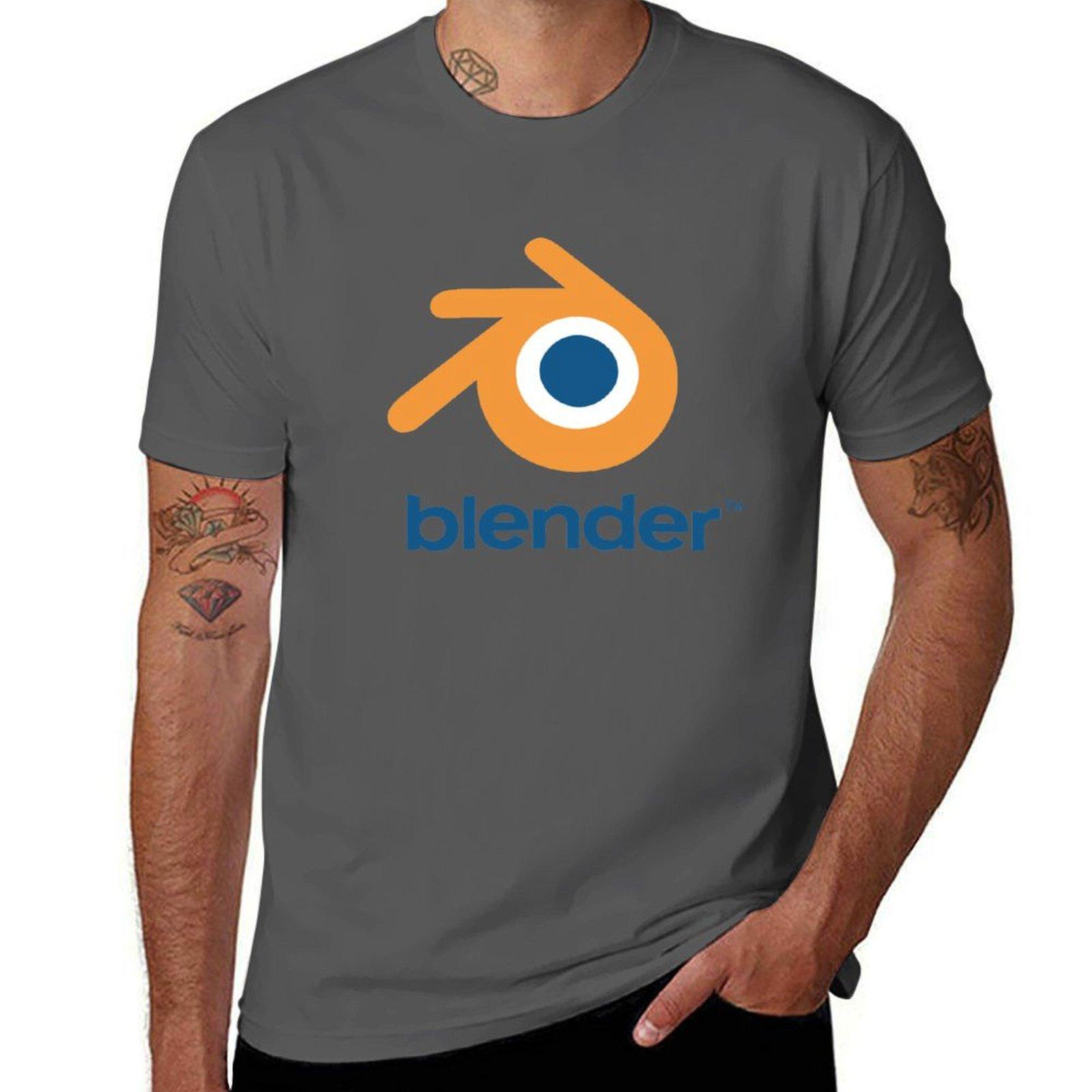 

Blender T-Shirt Short sleeve tee Blouse plain black t shirts men 4XL