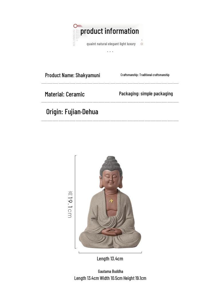 Zen Buddhist Ceramic Statue: Shakyamuni Buddha Desktop Ornament for Home Entrance Decor