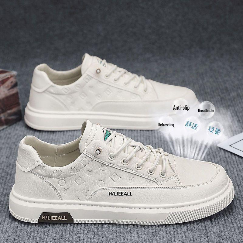 2025 Men's Summer Fashion Casual Non-Slip Leather Skate Shoes - Versatile and Wear-Resistant