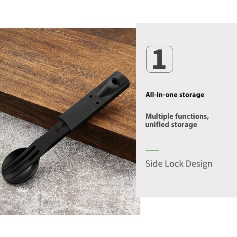 Outdoor Edelstahl Mit Pfeife Löffel Gabel Set Multifunktionale Campingmesser Camping Geschirr Outdoor Wind Kombination