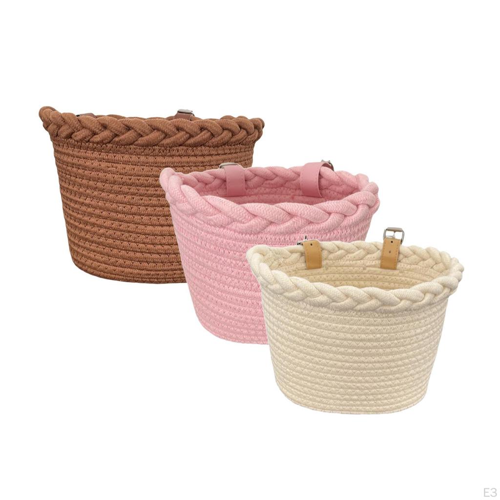 Kids Bike Basket Bicycle Front Handlebar Cloth Rope Storage Portable Tricycle