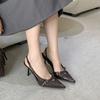 French Temperament Commuter Sandals Women'S Spring And Summer Versatile Pointed Stiletto One-Word Buckle High Heels