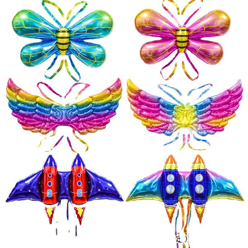 Children's Day First Birthday Bee Rocket Balloon Angel Ornament & Butterfly Wings Outdoor Photography Decoration