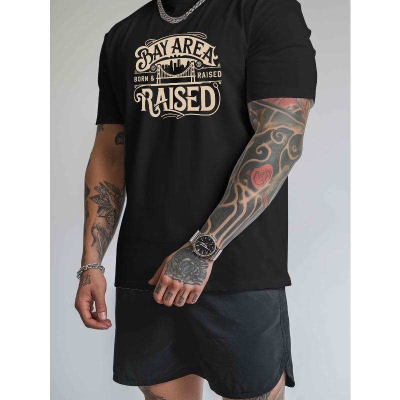 

Men S Short-Sleeved T-Shirts from The Bay Area, Stylish And Trendy Printed Base Shirts, Casual Round Neck Tops Suitable for Spring And Summer 4XL чорний