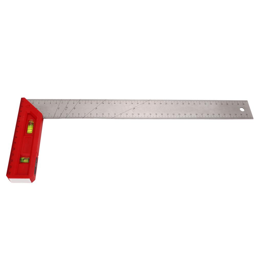 Woodworking Square Carpenter Professional Measurement Ruler 90 45 Degree with Level Bubble 40cm