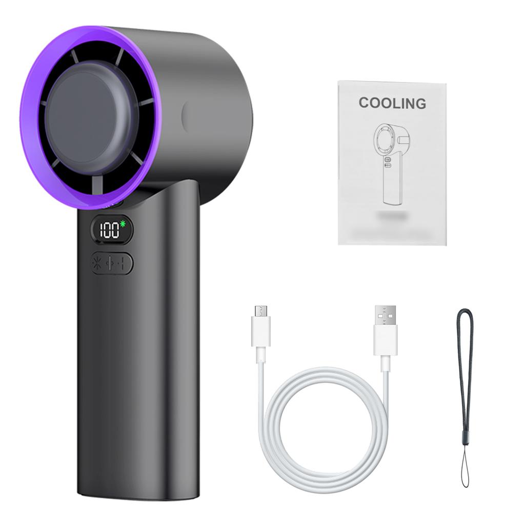 100 Speed Portable Fan with LCD Display, Handheld Cooling Fan, 10m s High Wind Speed, 4000mAh Battery, Ice Ceramic