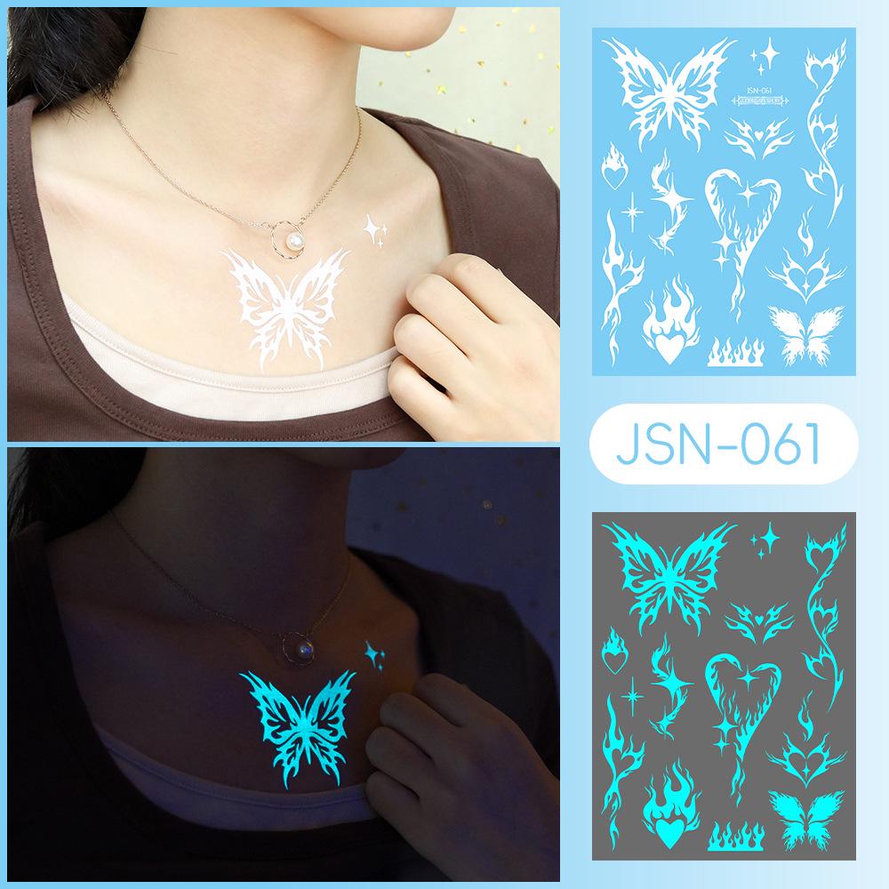 Adesivi Tatuaggio Ricaron 2024 Henné Luminoso & Farfalla Bianca per Viso & Braccio