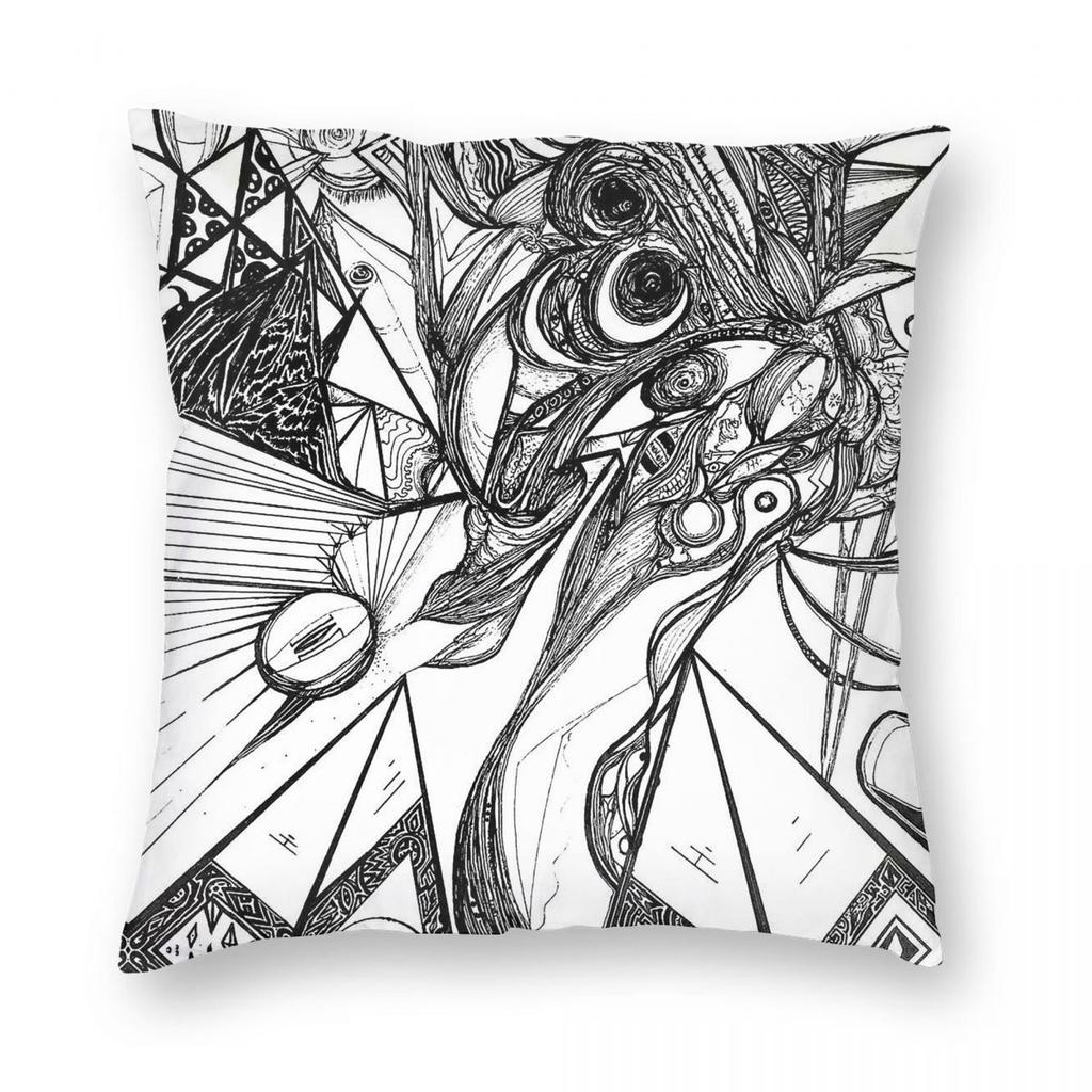 Pyramids Dark Figures Eyes Teeth Square Pillowcase Polyester Linen Velvet Creative Zip Decor Pillow Case Bed Cushion Cover 18"