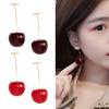 1 Pair Women Hanging Earrings Cheey Shape Smooth Electroplated Anti-slip Lightweight Ear Decoration Jewelry Party Prom Dangle Earrings