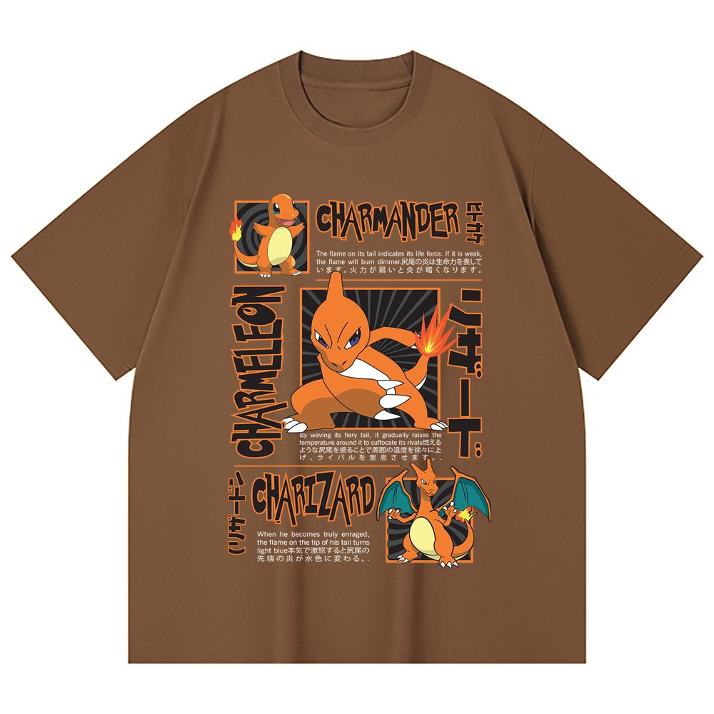 230 Gsm 100% Cotton Pokemon V5 Charmander Print Unisex Heavy Cotton T Shirt