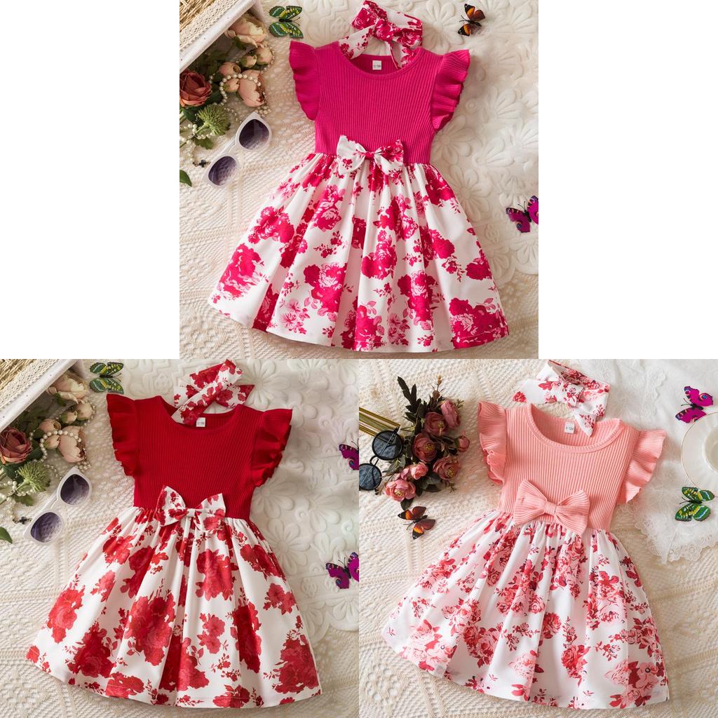Summer Girl Dress With Floral Print For Toddler Girls Gift For Birthdays