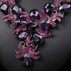 3pcs Luxurious High-end Purple Zircon Inlaid Alloy Necklace Earrings Set for Women's Elegant and Dignified Party Accessories