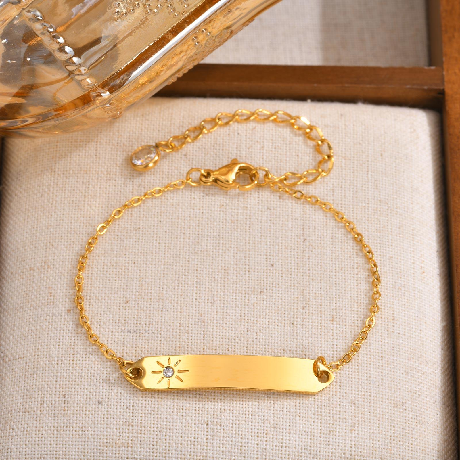 

Free Custom Name Zircon Curved Bracelet for Women Stainless Steel Rolo Chain Engraving Name Date Pattern Bracelets Jewelry Gifts Custom