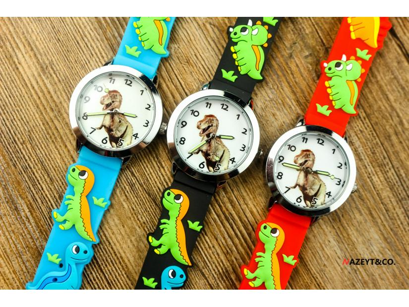 Cute 3D Dinosaur Waterproof Kids' Quartz Watch – Korean Style T-Rex Wristwatch for Kindergarten Boys