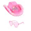 LED Cowboyhut Bandanas & Sonnenbrille Kostümset Damen Rosa Kappe Musikfestival Verkleidungshut Junggesellinnenparty Requisiten