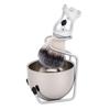 Shaving Brush Set Stainless Steel Large Capacity Shaving Brush Stand Set for Father Husband Boyfriend Travel Silver