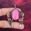 Thulite Gemstone Pendant Handmade Copper Wire Wrapped Jewelry Antique Pendant