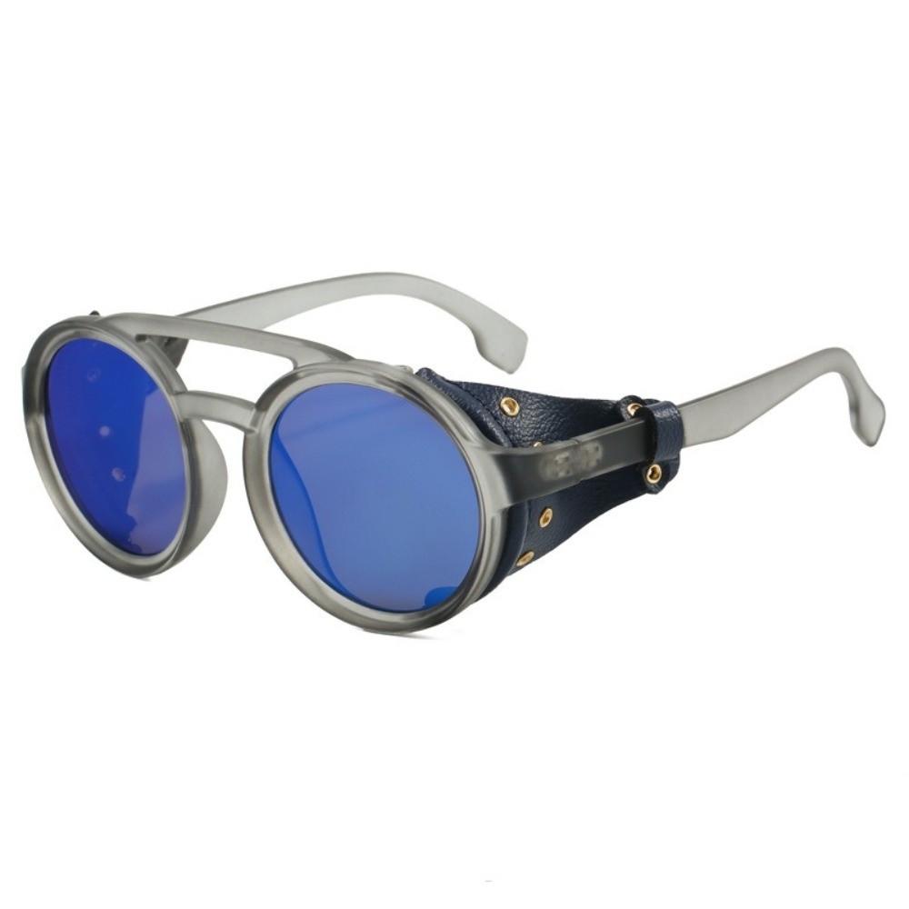 Leather Side Retro Round Glasses Anti Wind Vintage Goggles Classic Steampunk Sunglasses Outdoors