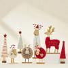 Yousheng Christmas Tabletop Decoration Plush Wool Felt Reindeer Santa Tree Figurine with Wooden Base for Winter Tiered Tray Mantel Decor