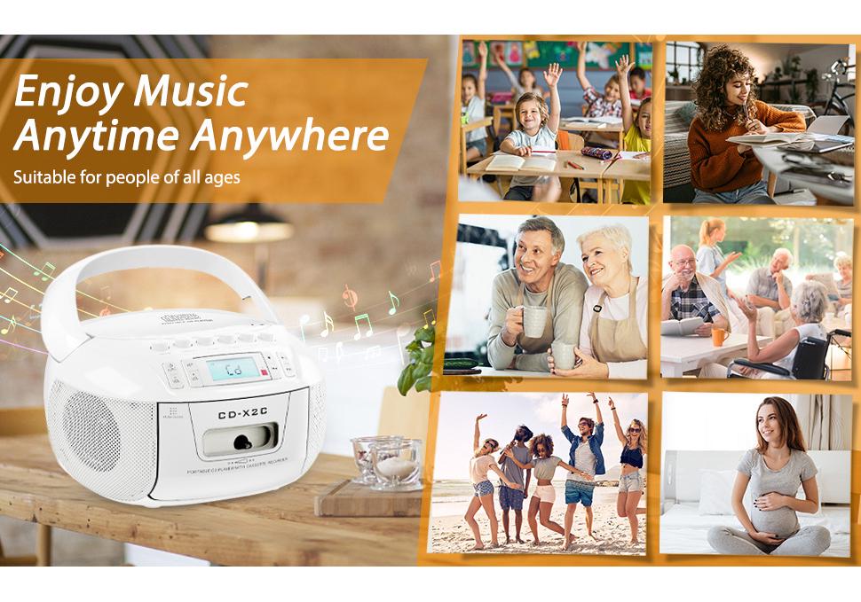 Kassetten- & CD-Player mit Bluetooth, USB, MP3 und Radiofunktion