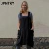 JPNTKY Fashion Summer Spring Solid Color Print Sleeveless Casual Dresses