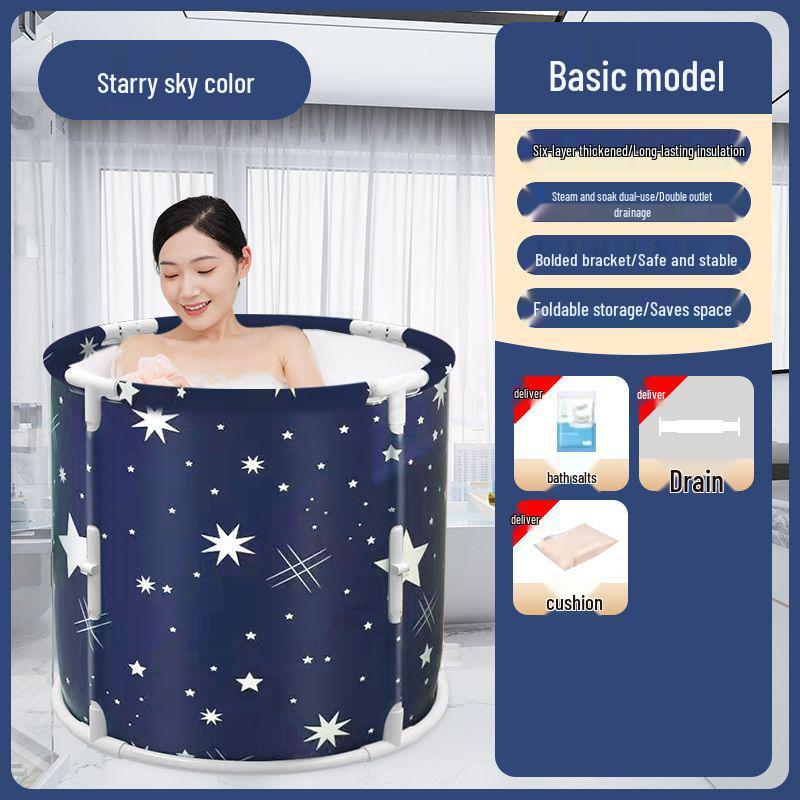 Rectangular Folding Bathtub for Adults and Children - No Installation Required, Full Body Thickened Design.