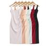 Elegant Square Neck Slim Fit Pleated Waist Bodycon Dress