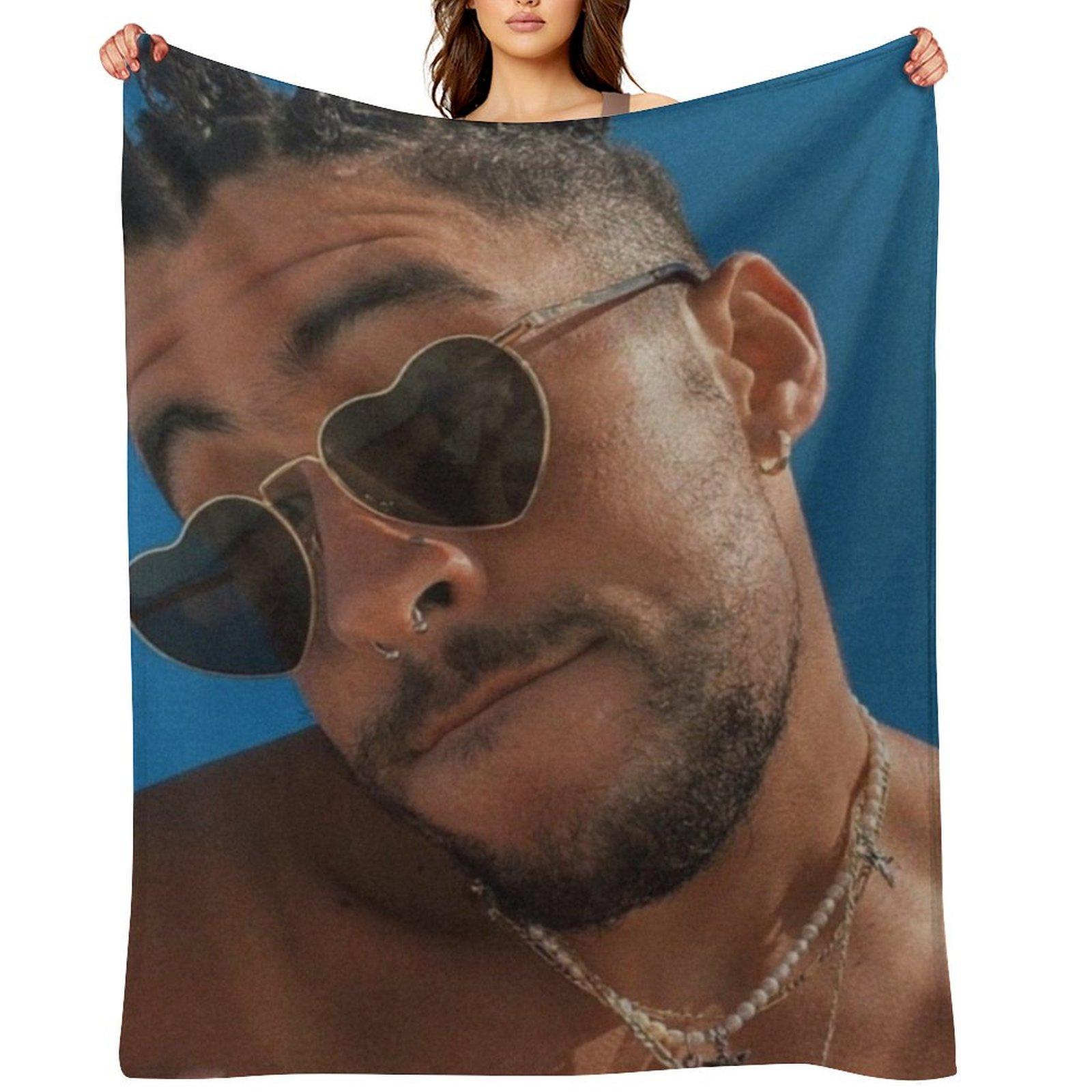 

Bad bunny Throw Blanket Bed covers Thermals For Travel Summer Bed Blankets 30x40in