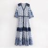 GMXIA Summer Spring Bohemian Patchwork Maxi Single-breasted Cardigan Vintage Dress