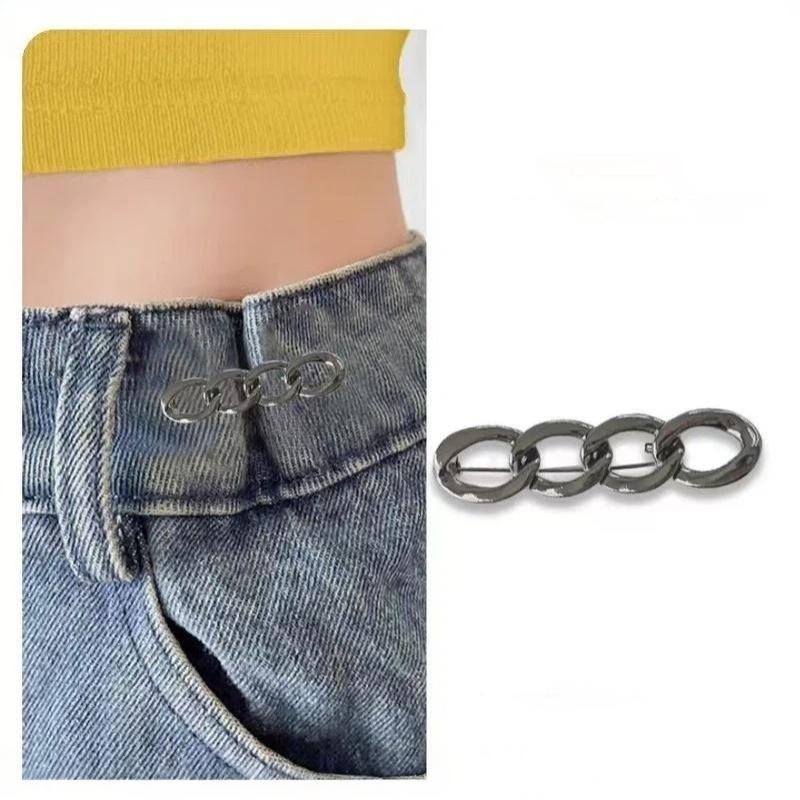 Waist Cinching Buckles for Jeans 3PCS Adjustable Alloy Fashion Reusable Waist Tightening Clips for Loose Pants Waist Fixing