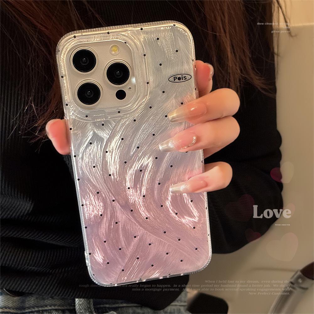 Feather Black Polka Dot Phone Case for 14 for Apple 17promax Luxury for IPhone 13 Anti Drop 12 Trendy 16