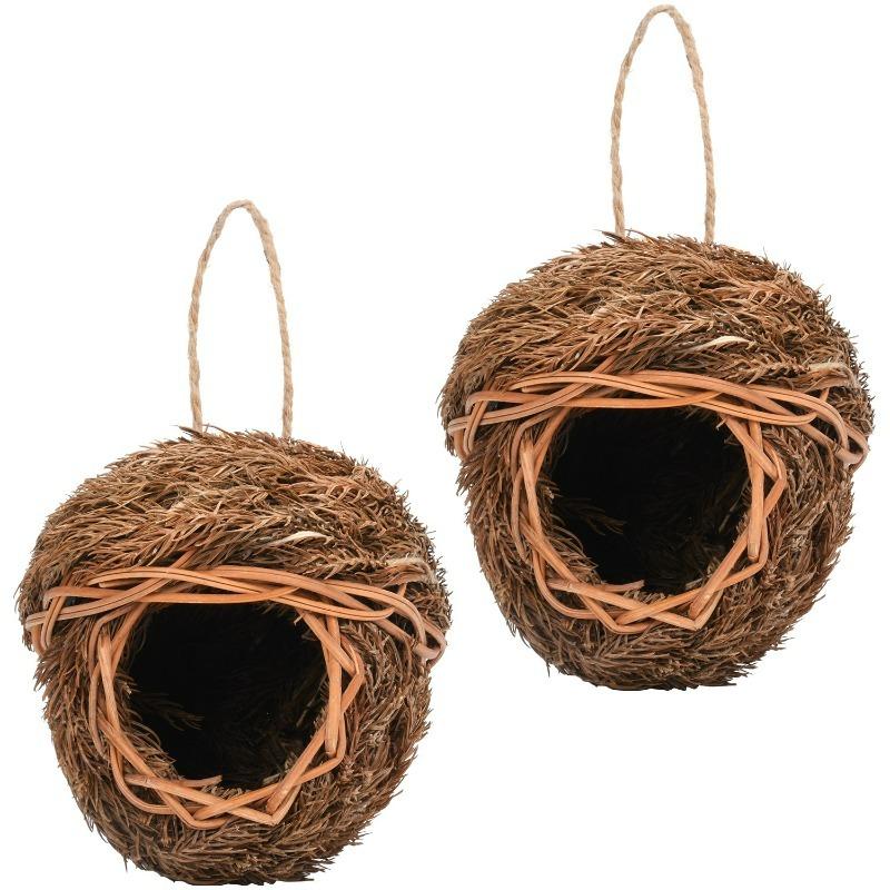 For Birds Nest Bird Cage Natural Grass Egg Cage Bird House Outdoor Decorative Weaved Hanging Parrot Nest Houses Pet Bedroom