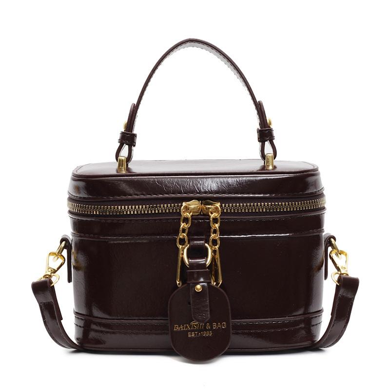 Retro texture small square bag, female tide niche splicing, portable box bag, shoulder messenger bag.