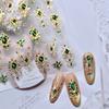 Luxurious Design 5D Nail Stickers Shiny Finish Gold Scepter Imitation Gemstone Nail Red Green Gemstone Emerald Ruby Color