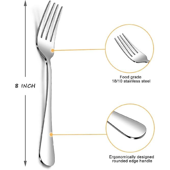 Dinner Forks Set,8 Inches Set of 6 Food Grade Stainless Steel Silverware Forks,Table Forks,Flatware Forks,Mirror Finish Dishwasher Safe,Use for