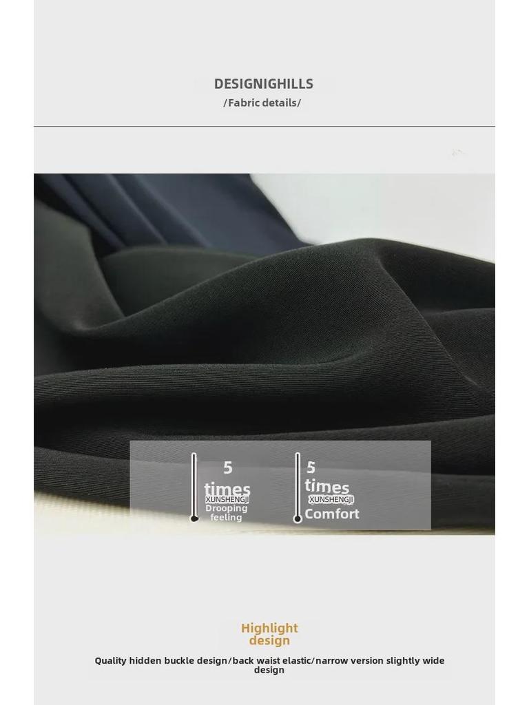 Damen Schwarze High-Waist Weitbein Hose - Frühling & Herbst Drapierter Stil