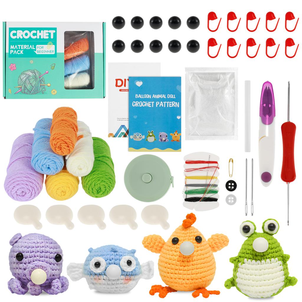 Wool Yarn Cute Animal Crochet Kit Set Christmas Gift Fun DIY Craft Crochet Kit for Beginners Crochet Kit Craft Lovers Knit Tools