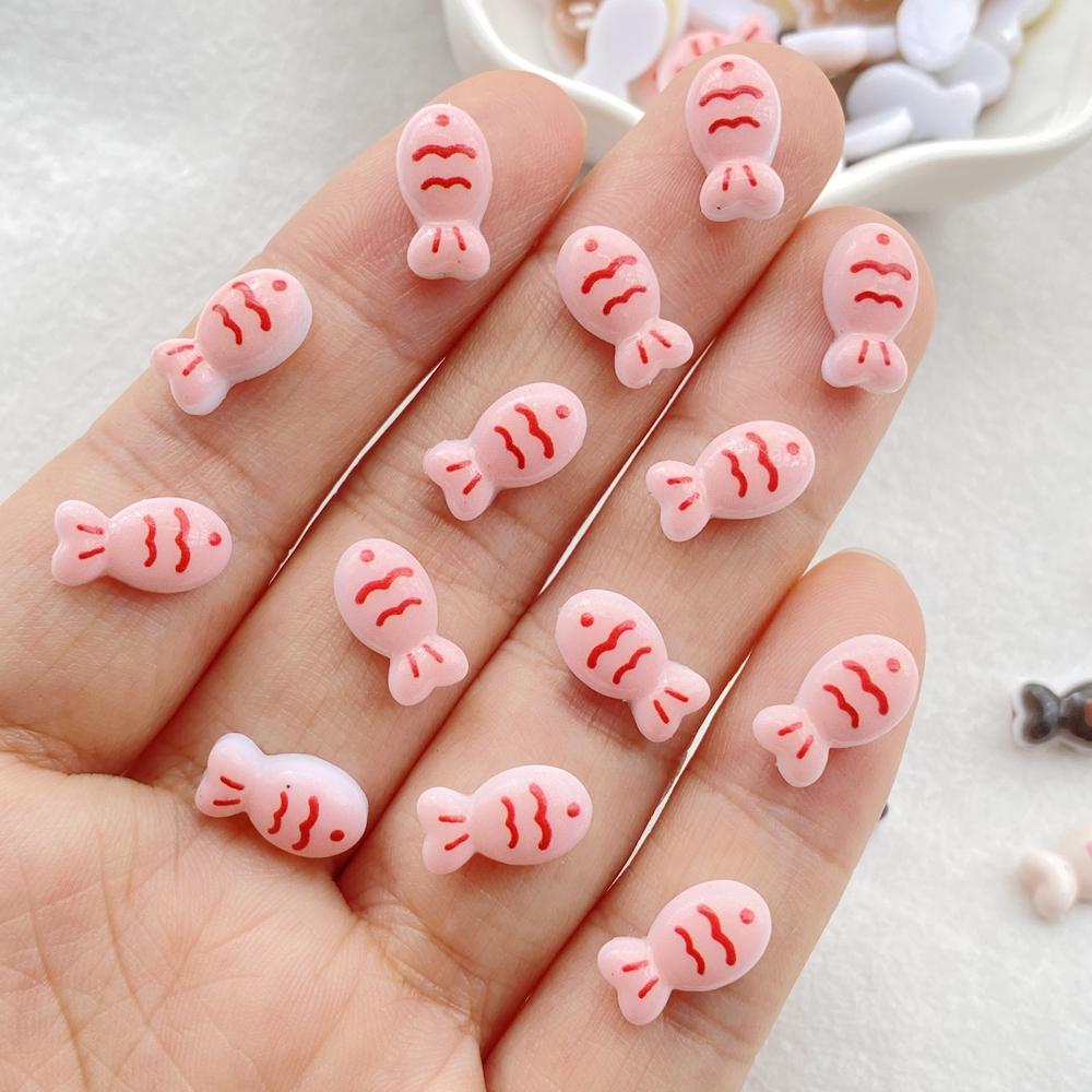 50Pcs Cute Cartoon Mini Colorful Little Fish Series Nail Art Resin Designer Charms DIY Craft For Nail 3D Decorations Jewelry