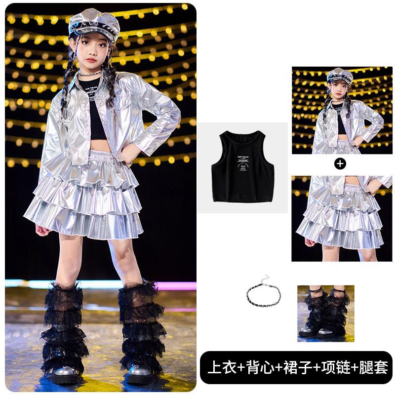 Girls Hip Hop Dance Set Shiny Performance Costume Kids Jazz Stage Show