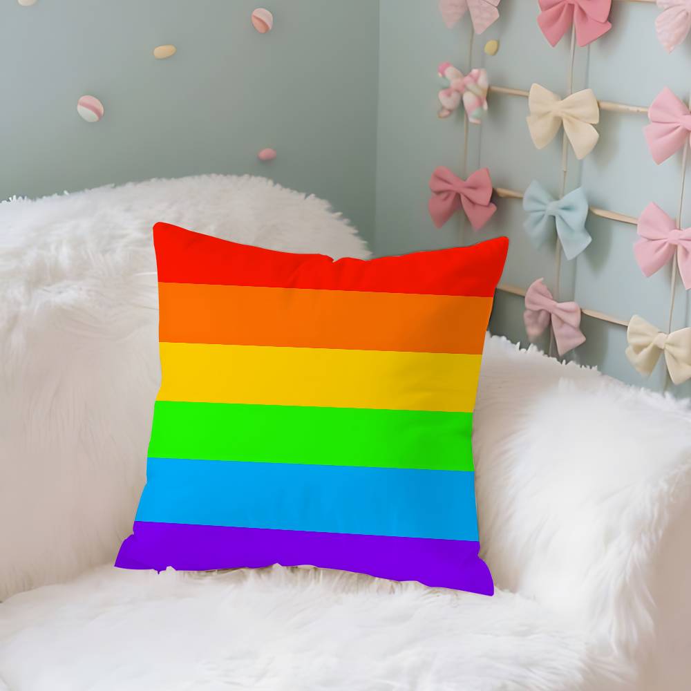 LGBT Rainbow Flag Pillow Case Throw Pillow Cover Nordic Vintage Style Cushion Covers Home Living Room Sofa Couch Seat