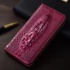 Etui do SAMSUNG Galaxy A56 A36 A26 A16 5G 3D Głowica Krokodyla Flip Case Skóra Naturalna Bydlęca Kieszonka na Karty Magnetyczne Pokrowce