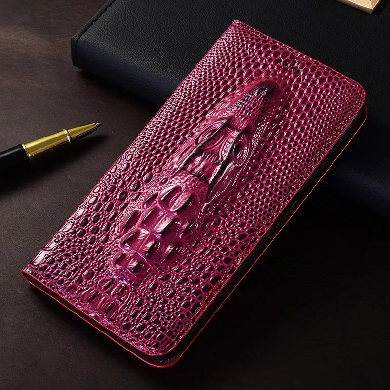 

Чехлы для APPLE iPhone 14 15 16 16e Pro Max Plus 3D Голова крокодила Чехол-книжка Натуральная кожа коровьей кожи Магнитные чехлы-кошельки For iPhone 16