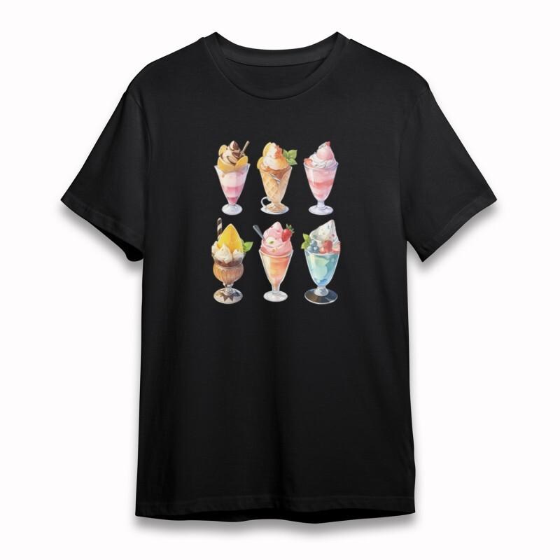 

Women s T-Shirt Colorful Ice Cream Assortment Graphic Cotton Plus Size Tee USA M